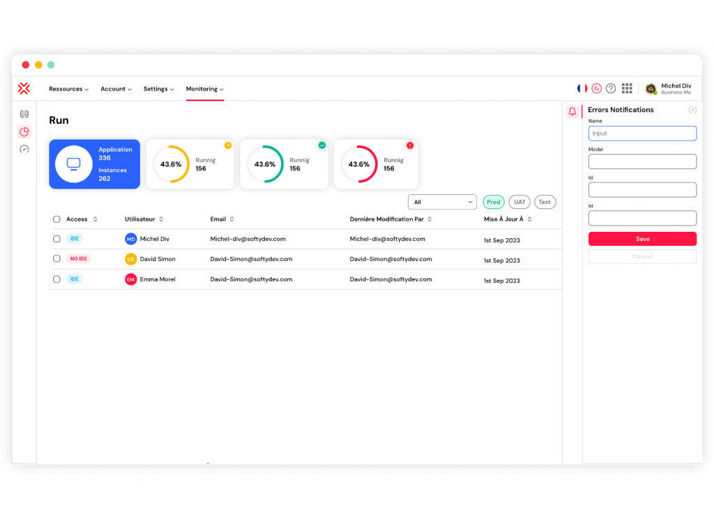 Interface run softyflow