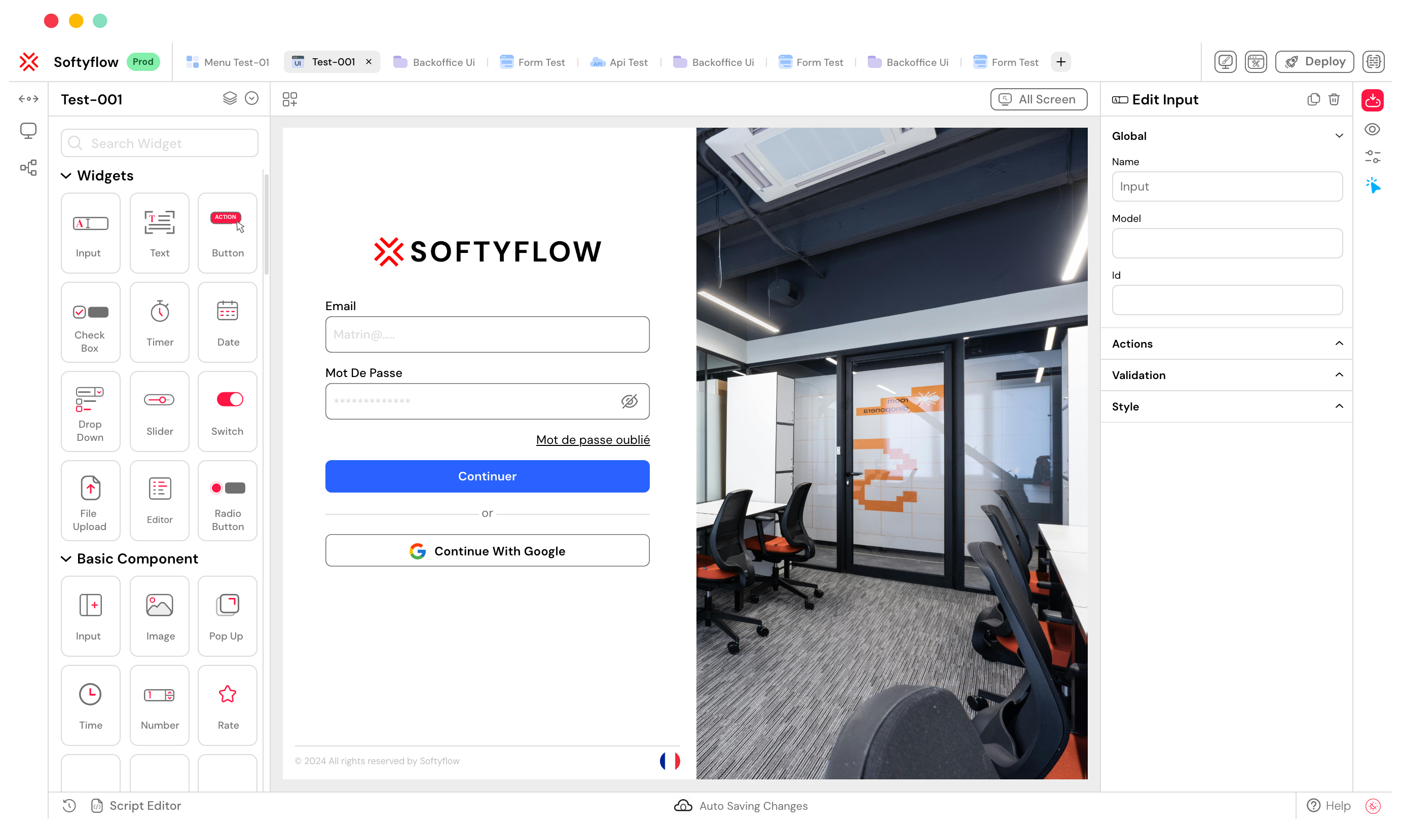 login interface softyflow